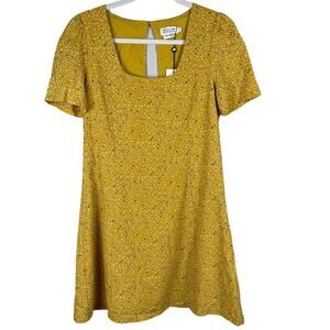 Molly Bracken Fitted Scoop Neck Saffron Yellow Woven Dress Size‎ Small
